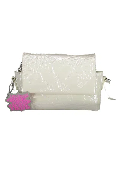 Desigual Iridescent Adjustable Shoulder Bag In White In Neutral