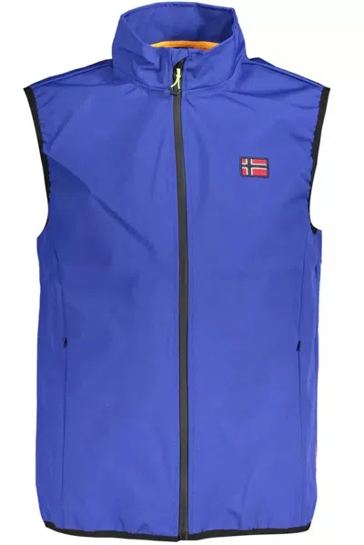 Norway 1963 Sleek Soft Shell Sleeveless Zip Jacket In Blue