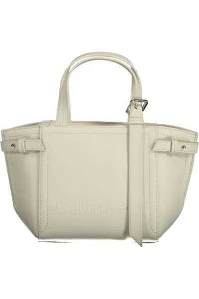 Calvin Klein Sleek White Double Handle Satchel Bag