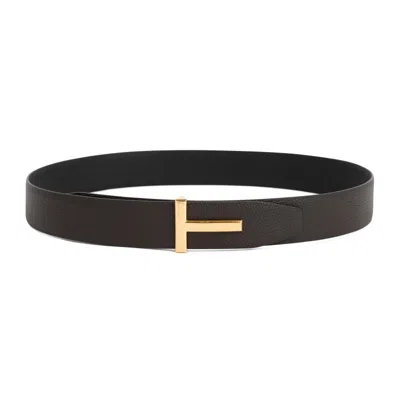 Tom Ford Grained Calf Leather Belt In Black
