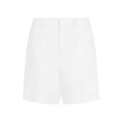 Valentino Ivory Wool And Silk Shorts In White