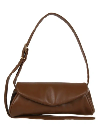 Jil Sander Small Cannolo Padded Leather Bag In Brown