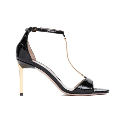 Tom Ford 85 Croc-embossed Leather Sandals In Black