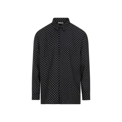 Saint Laurent Silk Shirt In Noir Craie