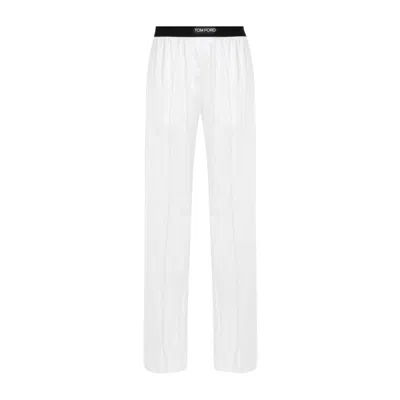 Tom Ford Primrose Liliac Silk Satin Pijama Pants In White