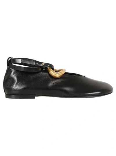 Jil Sander 10mm Leather Flat Shoes In Black
