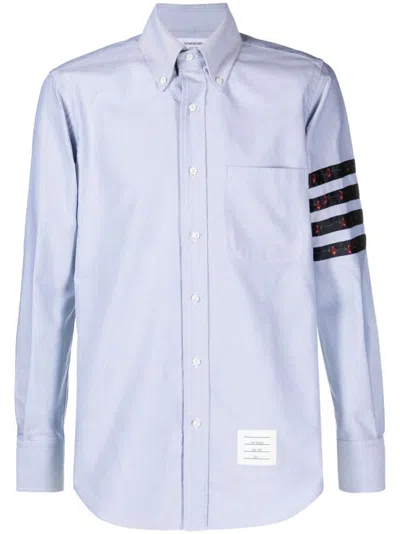 Thom Browne 4-bar Cotton Shirt In Blue