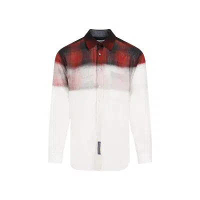 Maison Margiela Red And Black Ls Wool Shirt In Multicolor