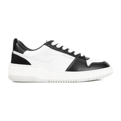 Ferragamo Black Calf Leather Dennis Sneakers In White