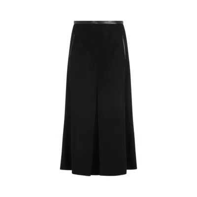 Saint Laurent Wool Midi Skirt In Black