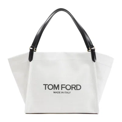 Tom Ford Rope Black Amalfi Cotton Tote Bag In White