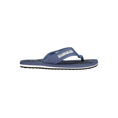 Napapijri Chic Blue Thong Slipper With Contrasting Details In Gray