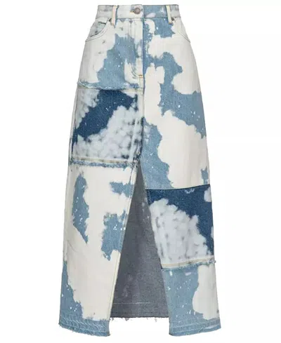 Pinko Elegant Denim Skirt With Sequin Details In Blue