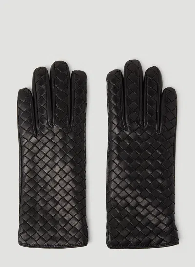 Bottega Veneta Intrecciato Gloves In Black