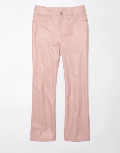 American Eagle Outfitters Ae High-waisted Vegan Leather Kick Bootcut Crop Pant In Pink