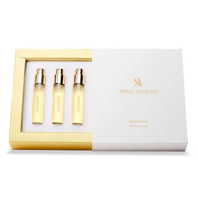 Swiss Arabian Gharaam By  For Unisex - 4 Pc Mini Gift Set 3 X 10ml Perfume Spray, 1 Metal Case In White
