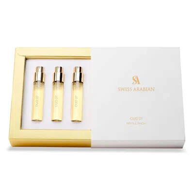 Swiss Arabian Oud 07 By  For Unisex - 4 Pc Mini Gift Set 3 X 1oz Perfume Spray, Metal Case In White