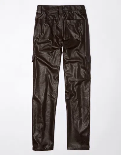 American Eagle Outfitters Ae Stretch High-waisted Vegan Leather Straight Cargo Pant In Gold
