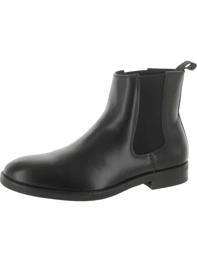 Alfani Mens Faux Leather Pull On Chelsea Boots In Black