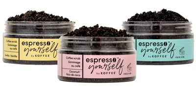 Koffee Beauty Espresso Yourself The Iconic Trio By  For Unisex - 4 Pc 4oz Coffee Scrub - Coconut, 4oz In White
