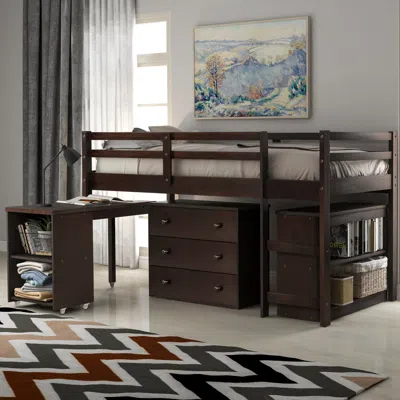Simplie Fun Low Study Twin Loft Bed In Brown