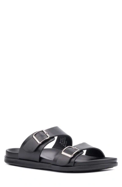 New York And Company Men's Edan Buckle Two Strap Sandals In Black