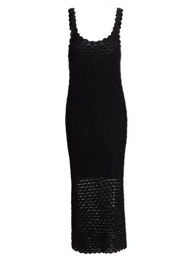 Alice And Olivia Women's Bray Crochet Scoopneck Midi-dress In Black