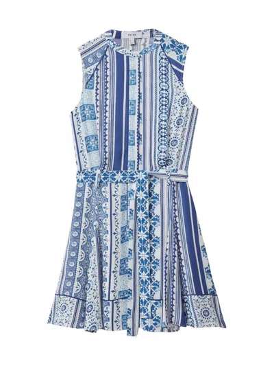 Reiss Florence - Blue Tile Print Belted Mini Dress, Us 0