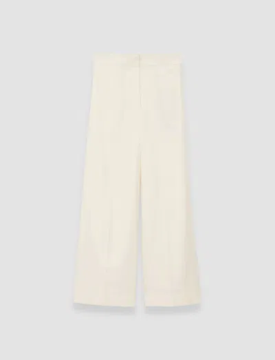 Joseph Thurlow Cropped Silk And Cotton-blend Wide-leg Pants In Ivory