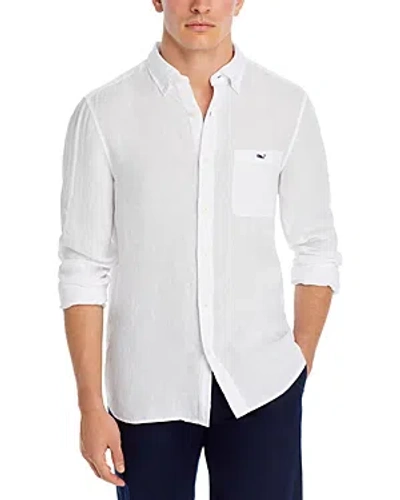 Vineyard Vines Linen Button Down Regular Fit Shirt In White Cap