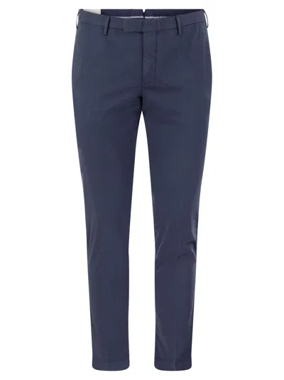 Pt Pantaloni Torino Skinny Trousers In Cotton And Silk In Night Blue