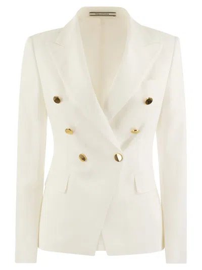 Tagliatore Alicya Double Breasted Jersey Blazer In White