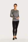 Alala Adult Women Washable Cashmere Blend Long Sleeve Crew Neck Top In Charcoal