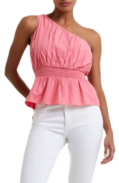 French Connection Alania One Shoulder Peplum Top In Camellia Rose