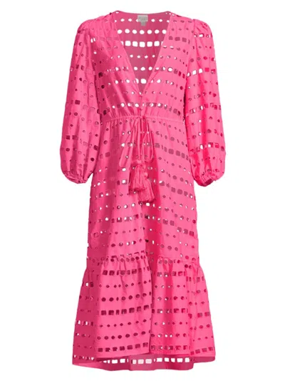 Milly Women's Fiona Geo Eyelet Cover-up Dress In Pink