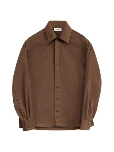 Lemaire Women's Oversized Cotton Snap-front Shirt In Dark Tobacco