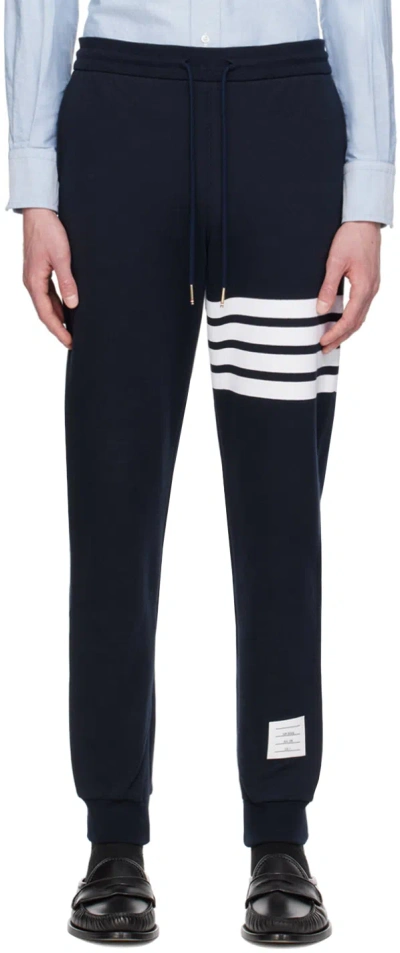 Thom Browne 4-bar Cotton Track Pants In Blue