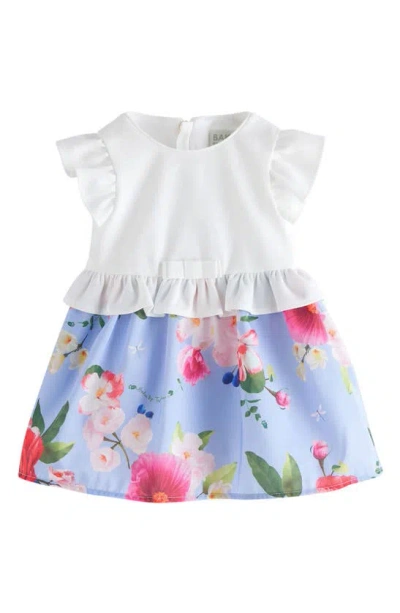 Baker By Ted Baker Babies' Ruffle Mixed Media Dress In Blue