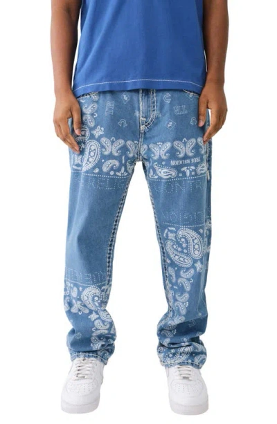 True Religion Brand Jeans Bobby No Flap Super T Relaxed Fit Jeans In Riverbank Bandana Wash