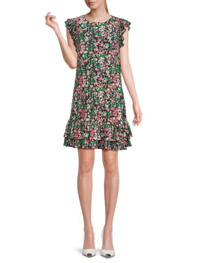Tommy Hilfiger Women's Floral Tiered Mini Dress In Sky Captain Floral