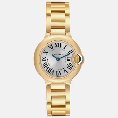 Pre-owned Cartier Ballon Bleu Yellow Gold Ladies Watch 28 Mm In Silver