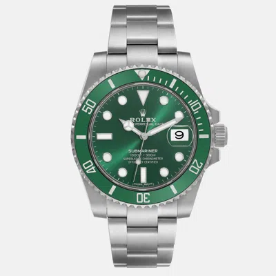 Pre-owned Rolex Submariner Hulk Green Dial Steel Men's Watch 40 Mm