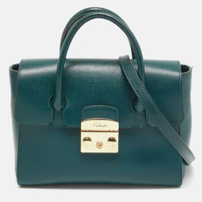 Pre-owned Furla Green Leather Small Metropolis Tote