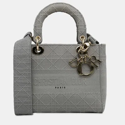 Pre-owned Dior Medium Cannage Lady D-lite In Grey