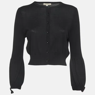 Pre-owned Burberry Black Knit Buttoned Cardigan L