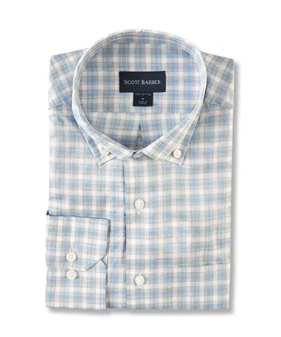 Scott Barber Heathered Chambray Check, Dusk In Blue