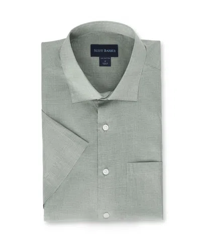 Scott Barber Heathered Chambray Short Sleeve, Sage In Multi