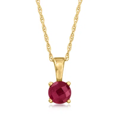 Rs Pure Ross-simons Ruby Pendant Necklace In 14kt Yellow Gold In Pink