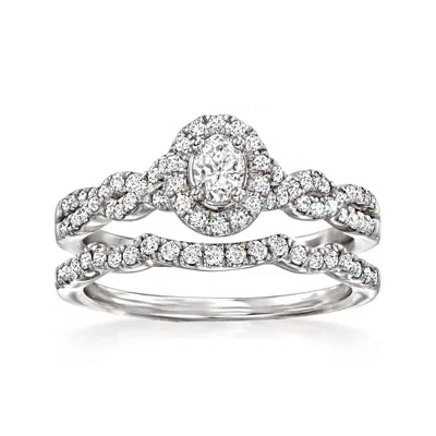 Ross-simons Diamond Bridal Set: Engagement And Wedding Rings In 14kt White Gold