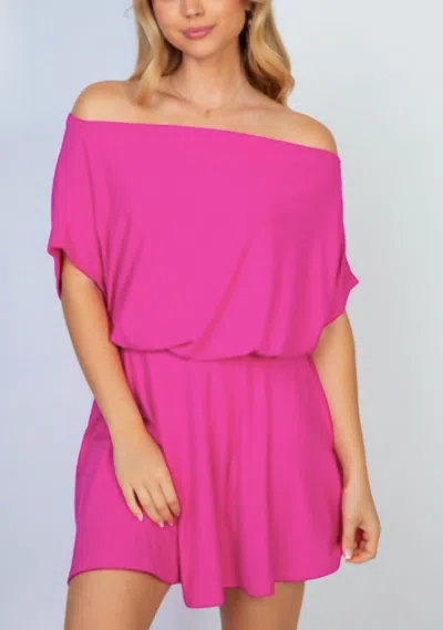 White Birch Brunch With The Ladies Off The Shoulder Dress In Magenta In Pink